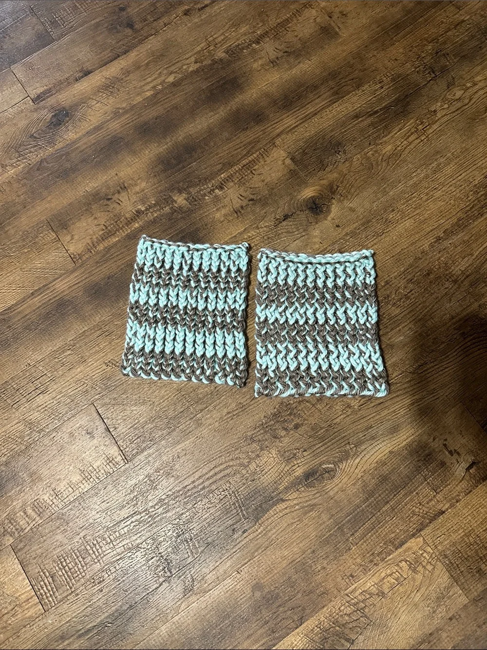 Handmade Mint and Taupe Knit Dishcloth Set